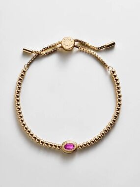 Baublebar Valerie Bezel Pink Pisa Beaded Birthstone Bracelet